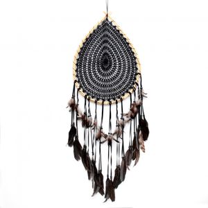 Zwarte dromenvanger / dreamcatcher rotan druppel vorm