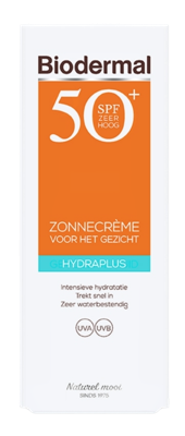 Biodermal Hydraplus Zonnecrème Gezicht SPF50+