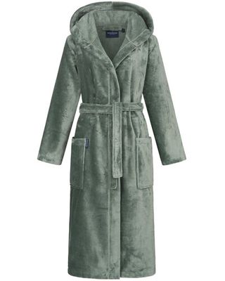 Morgenstern Morgenstern damesbadjas met capuchon Betty Groen Maat XL