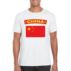 T-shirt met Chinese vlag wit heren