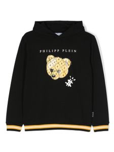 Philipp Plein Junior hoodie rayé à logo imprimé - Noir