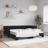 Slaapbank met onderschuifbed 90x190 cm fluweel zwart