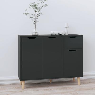 Dressoir 90x30x72 cm bewerkt hout hoogglans zwart