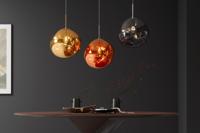 Ronde hanglamp LIQUID DIAMOND 20cm koperen glazen stalen bollamp - 46015