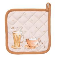 Clayre & Eef Pannenlap 20x20 cm Beige Katoen Croissant en koffie