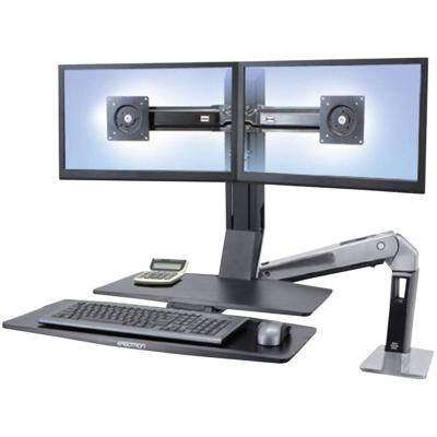 Ergotron WorkFit-A Monitor-tafelbeugel 2-voudig 25,4 cm (10) - 61 cm (24) Zwart, Aluminium (gepolijst) In hoogte verstelbaar, Toetsenbordhouder, Kantelbaar,