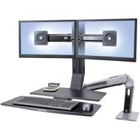 Ergotron WorkFit-A Monitor-tafelbeugel 2-voudig 25,4 cm (10) - 61 cm (24) Zwart, Aluminium (gepolijst) In hoogte verstelbaar, Toetsenbordhouder, Kantelbaar,