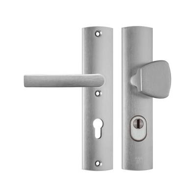 AXA AXA Curve Plus veiligheidsbeslag voordeur gebogen schild S-knop/Blok-kruk PC72 met kerntrekbeveiliging SKG3 - aluminium