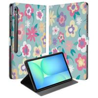 Samsung Galaxy Tab S10 FE Plus Tablet Hoesje Flower Power met Standaard Samsung Galaxy Tab S10 FE Plus Tablet Hoesje Flower Power met Standaard