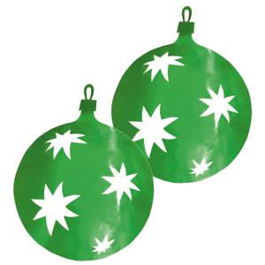 Grote Kerstbal hangdecoratie van karton - 2x - groen - Dia 30 cm - Kerstversiering