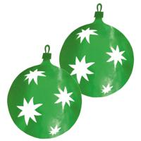 Grote Kerstbal hangdecoratie van karton - 2x - groen - Dia 30 cm - Kerstversiering - thumbnail