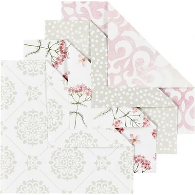 Vivi Gade origamipapier 10 x 10 cm grijs/lichtrood 40 vellen