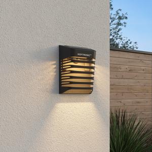 HOFTRONIC™ Dono LED Solar Wandlamp met schemerschakelaar - 3000K warm wit - IP65 - Zwart