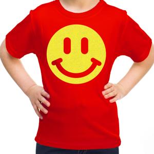 Verkleed T-shirt voor meisjes - Smile Emoticon - rood - carnaval - feestkleding voor kinderen