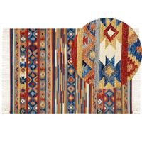 Beliani-NORAKERT-Kelim vloerkleed-Multicolor-160 x 230 cm-Wol