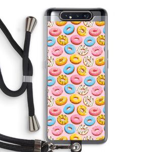 Pink donuts: Samsung Galaxy A80 Transparant Hoesje met koord