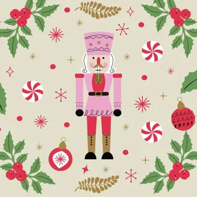 Duni 3-laags tissue servet nutcracker holdiday 33x33cm multi 20 stuks