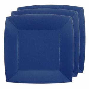 Santex Bordjes karton - 20x - vierkant - kobalt blauw - 23 x 23 cm - feestbordjes