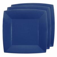 Santex Bordjes karton - 20x - vierkant - kobalt blauw - 23 x 23 cm - feestbordjes - thumbnail