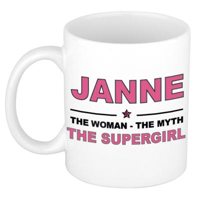 Janne cadeau mok - Woman Myth Supergirl - naam koffiemok - 300 ml - collega - moederdag Janne cadeau mok - Woman Myth Supergirl - naam koffiemok - 300 ml - collega - moederdag