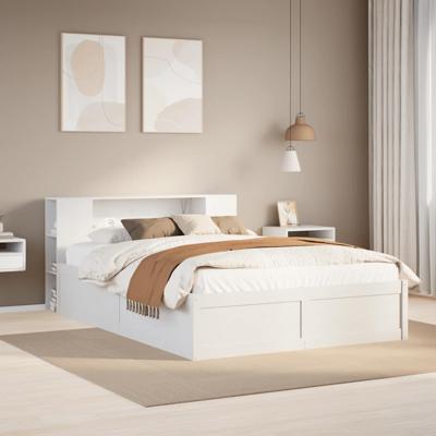 Bedframe zonder matras massief grenenhout wit 120x200 cm