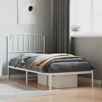 Bedframe met hoofdbord metaal wit 90x190 cm