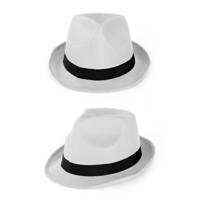 Party feest gleufhoedje - wit - verkleed trilby hoed - kleuren/maffia/gangster thema feest Party feest gleufhoedje - wit - verkleed trilby hoed - kleuren/maffia/gangster thema feest