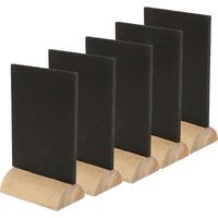 Mini krijtbordjes/schrijfbordjes - 10x - op houten voet - zwart - 8 cm