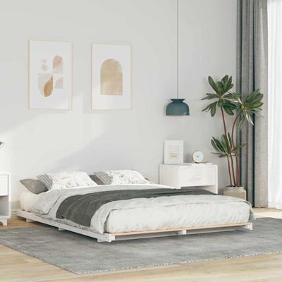 Bedframe Wit 160 x 200 cm Massief grenenhout