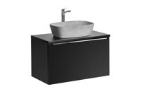 Comad Santa Fe Black badkamermeubel 80cm zwart mat met mat grijze waskom