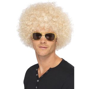 Blonde afro pruik voor heren