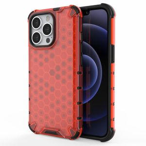 Lunso - Honinggraat Armor Backcover hoes - iPhone 13 Pro - Rood