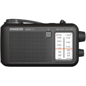 Sangean MMR-77 Outdoorradio VHF (FM), Middengolf Noodradio Handslinger, Spatwaterbestendig, Zaklamp, Oplaadbaar Zwart