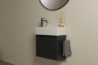 Badezimmermöbel Grau Rota 50 cm mit Keramikwaschbecken