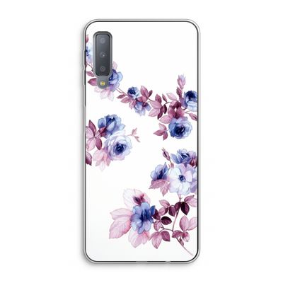 Waterverf bloemen: Samsung Galaxy A7 (2018) Transparant Hoesje