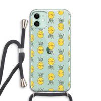 Ananas: iPhone 11 Transparant Hoesje met koord Ananas: iPhone 11 Transparant Hoesje met koord