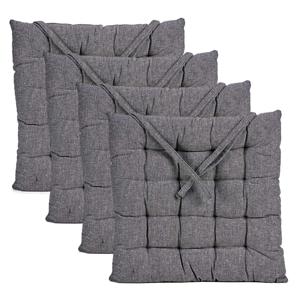 Giftdecor Stoelkussen Decorama - 4x - binnen/buiten - donkergrijs - 40 x 5cm - polyester