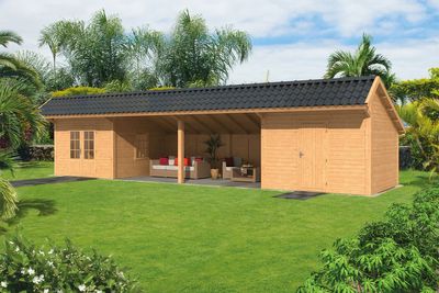 Lariks/Douglas Kapschuur Bergen XL type 12 1302x452 cm- Kapschuurdak- Onbehandeld lariks Douglas hout- Tuindeco