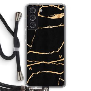 Gouden marmer: Samsung Galaxy S21 FE Transparant Hoesje met koord