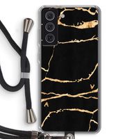 Gouden marmer: Samsung Galaxy S21 FE Transparant Hoesje met koord