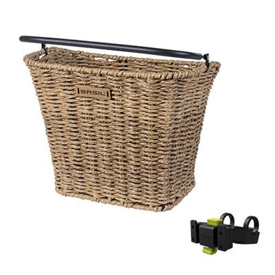 Basil bremen rattan look kf - fietsmand - voorop - inclusief kf stuurbochthouder - lichtbruin