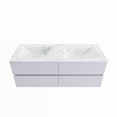 MONDIAZ VICA-DLUX 130cm badmeubel onderkast Cale 4 lades. Inbouw wastafel CLOUD dubbel 2 kraangaten, kleur Opalo.