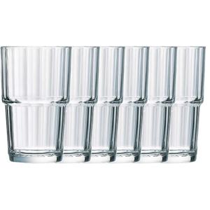 Arcoroc Longdrinkglazen Norvege - 6x stuks - glas - 270 ml - Koffie/thee glazen - Stapelbaar