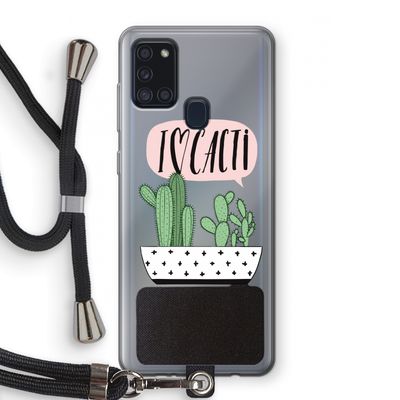 I love cacti: Samsung Galaxy A21s Transparant Hoesje met koord