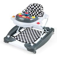 6-in-1 Loopstoeltje Rolloverbestendig Staand Speelgoed met Verstelbare Hoogte Verwijderbaar Muziekblad en Gewatteerde Zitting-Grijs