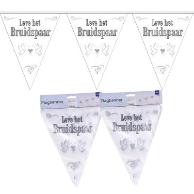 Folat Vlaggenlijn Bruidspaar - 3x stuks - 10 meter - huwelijk - leve het bruidspaar Folat Vlaggenlijn Bruidspaar - 3x stuks - 10 meter - huwelijk - leve het bruidspaar
