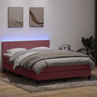Boxspring met matras en LED fluweel roze 140x220 cm