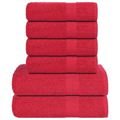 VidaXL 6-delige handdoekenset 360 g/m² 100% katoen rood