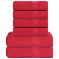 VidaXL 6-delige handdoekenset 360 g/m² 100% katoen rood