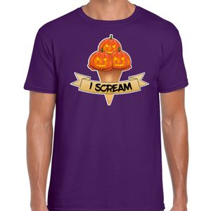 Halloween verkleed t-shirt heren - pompoen - paars - themafeest outfit - I scream